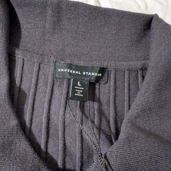 Universal Standard Retro Ribbed Knit Polo Top Graphite Gray Size L 22/24 NWT - Picture 5 of 9